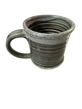 Handcrafted Ceramic Mug With Speckled Gray & Green Glaze